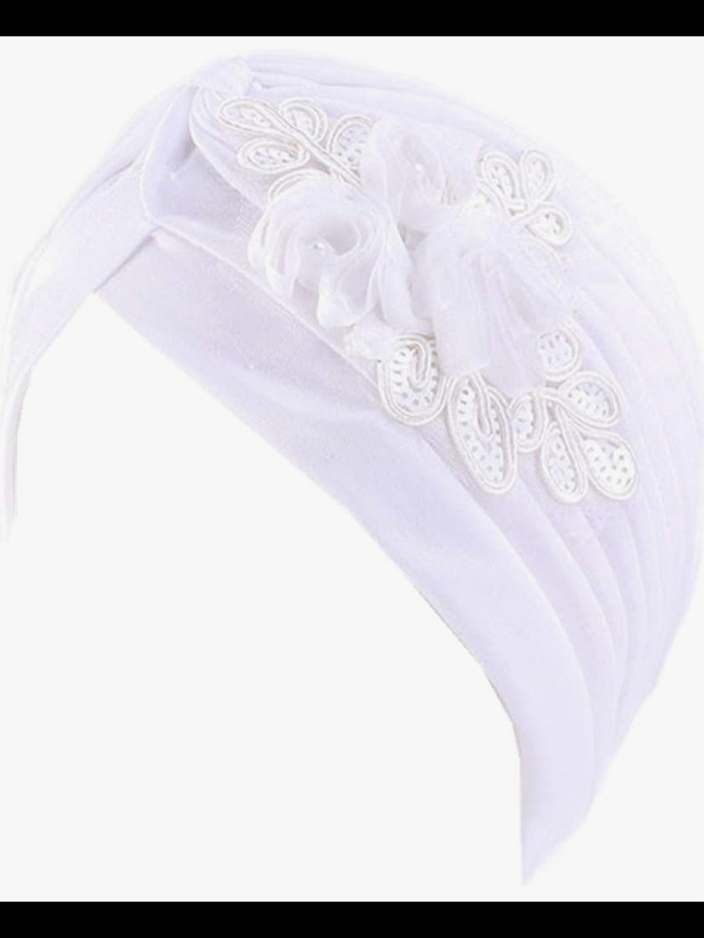White Floral Embellished Women’s Chemo Cap